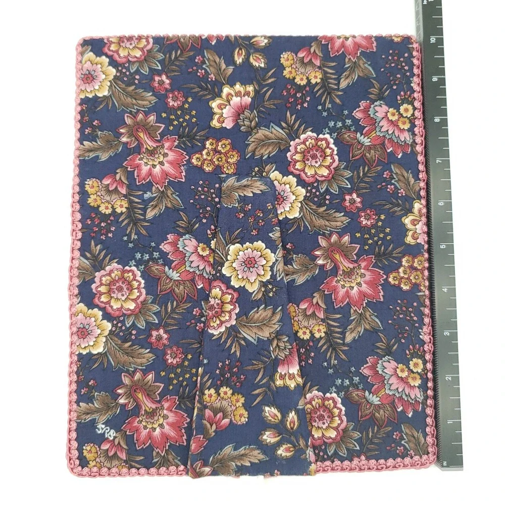 Vintage Floral Padded Fabric Photo Frame Pink Crochet Trim Butterfly Cottagecore